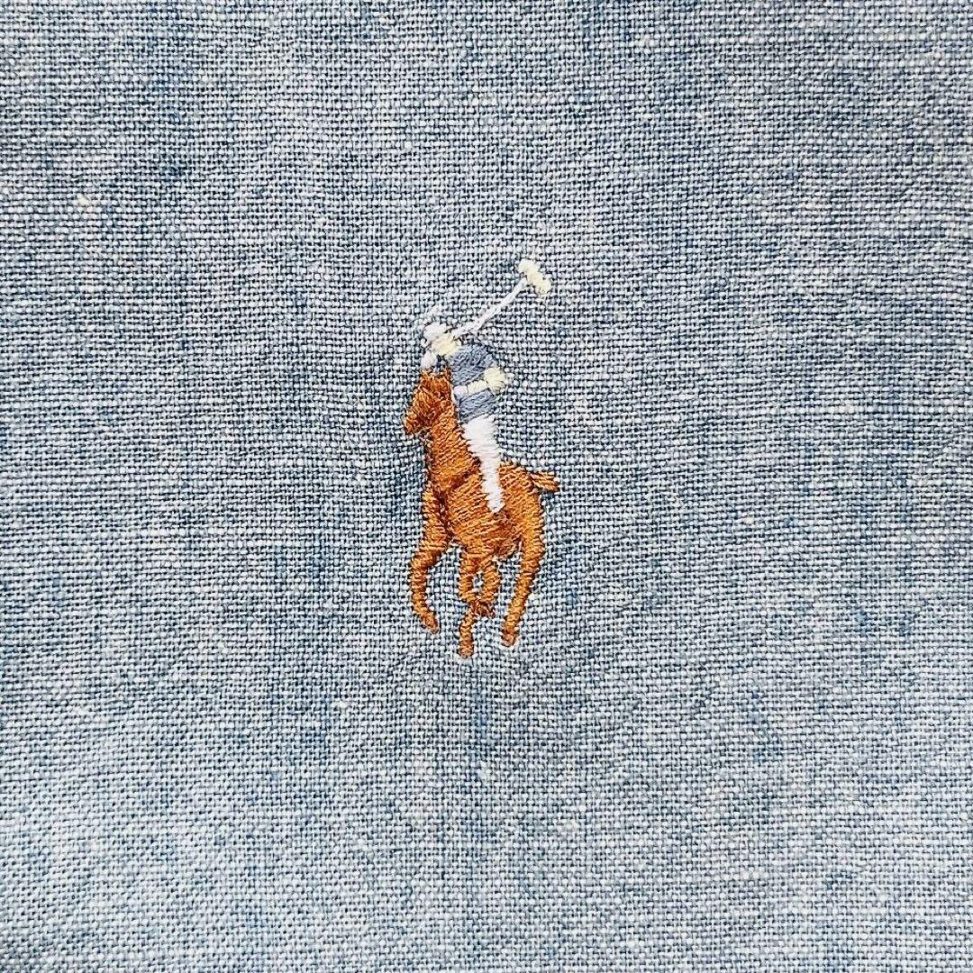 現行✨ポロラルフローレン　デニムシャツ　ダンガリー　カラーポニー刺繍　QRコード