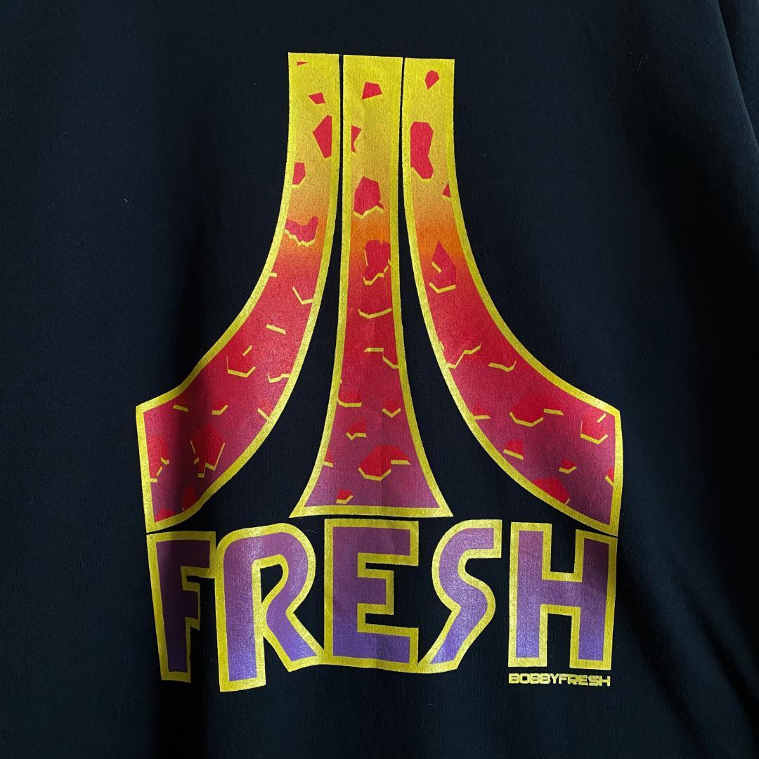 海外古着 BOBBY FRESH プリント スウェット トレーナー 3XL 黒