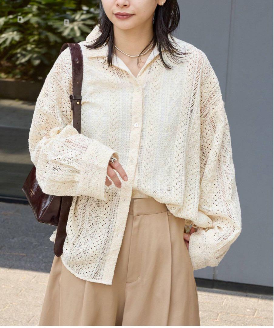 激安の ジャーナルスタンダード 長袖シャツ レース アイボリー トップス