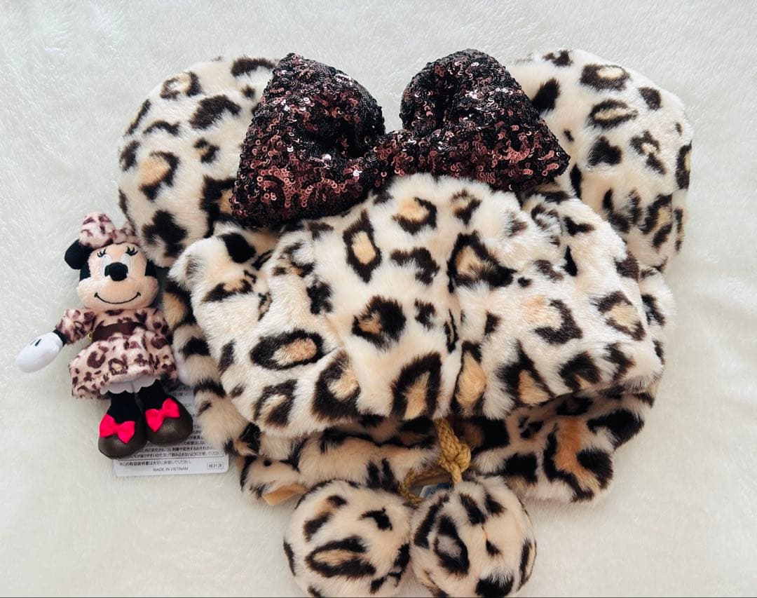 ヒョウ柄ファンキャップ ヒョウ柄ミニーぬいぐるみチャーム セット