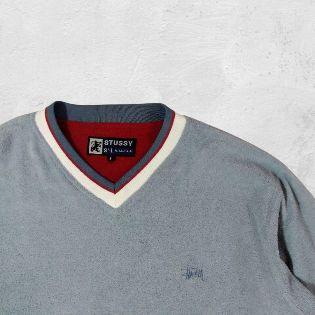 80s~90s oldstussy オーストラリア製 パイル地Ｖネックフリース