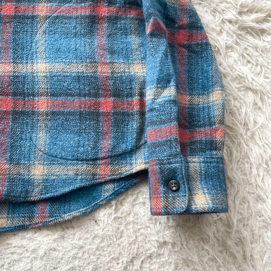 PAPAS 刺繍 チェック ボタン 長袖 パーカー 日本製 PAPAS 刺繍 チェック ボタン 長袖 パーカー 日本製