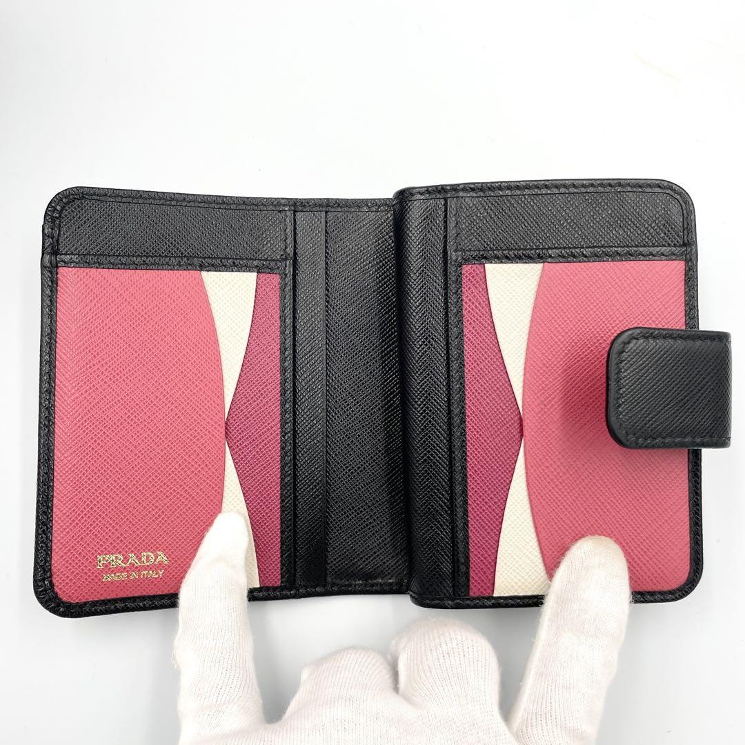 RFID・極美品★プラダ　サフィアーノ　L字ファスナー　コンパクトウォレット