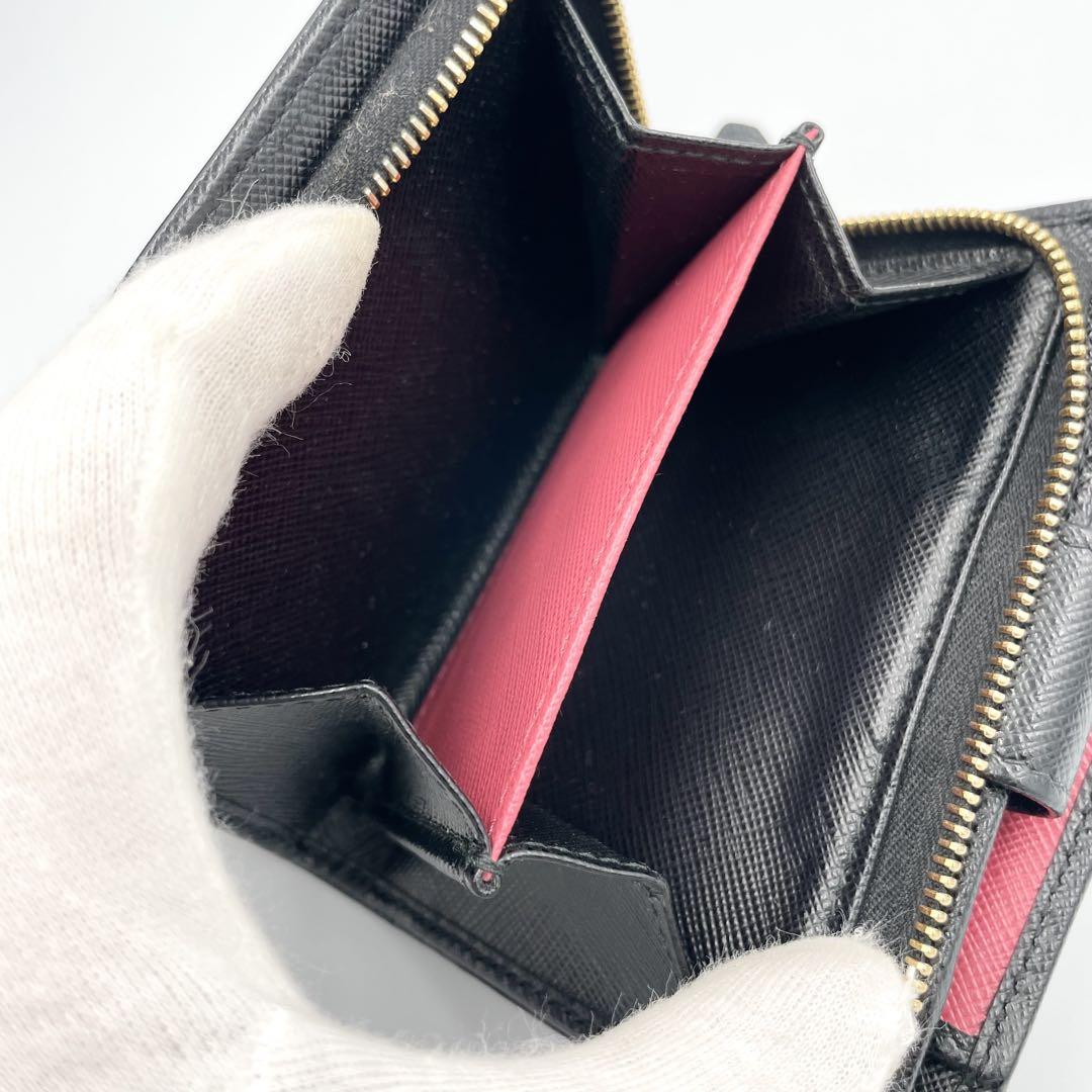 RFID・極美品★プラダ　サフィアーノ　L字ファスナー　コンパクトウォレット