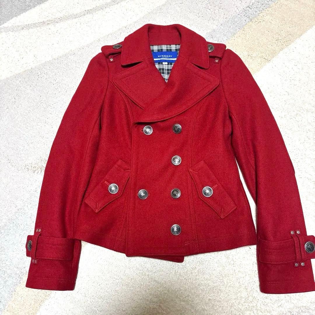 バーバリーブルーレーベル 36サイズ ピーコート ショートコート赤色M BURBERRY BLUE LABEL