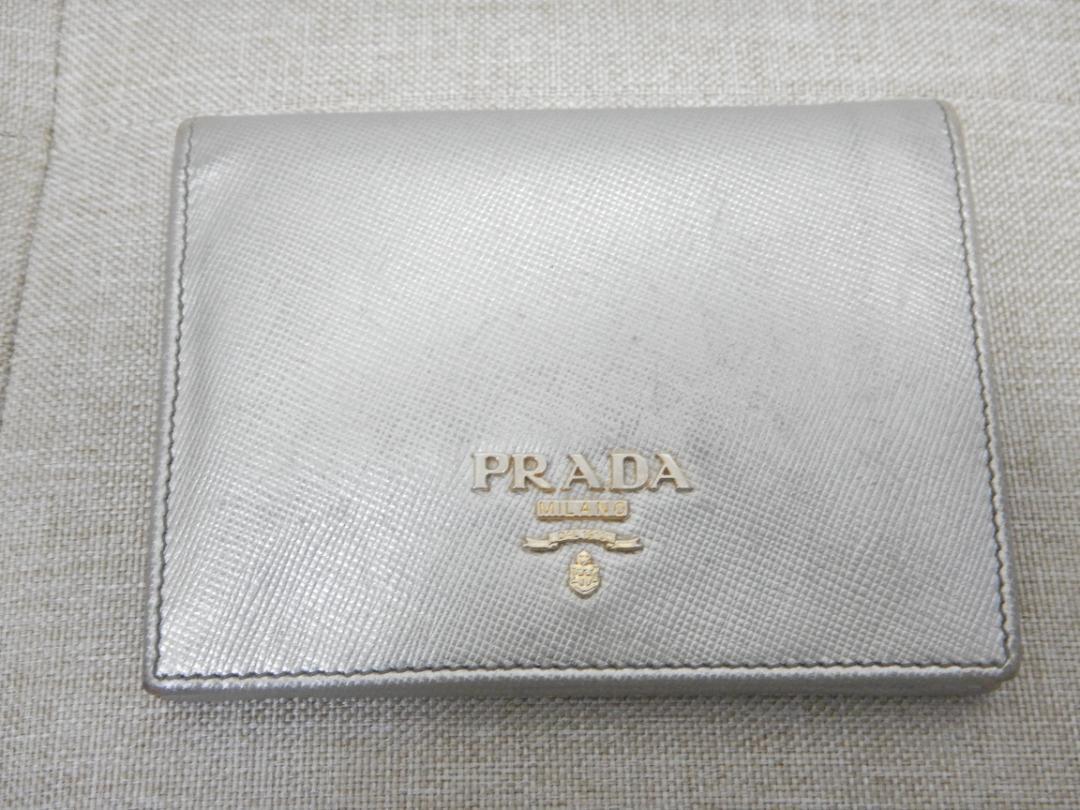 PRADA プラダ サフィアーノ 二つ折り財布 シルバー PRADA プラダ サフィアーノ 二つ折り財布 シルバー
