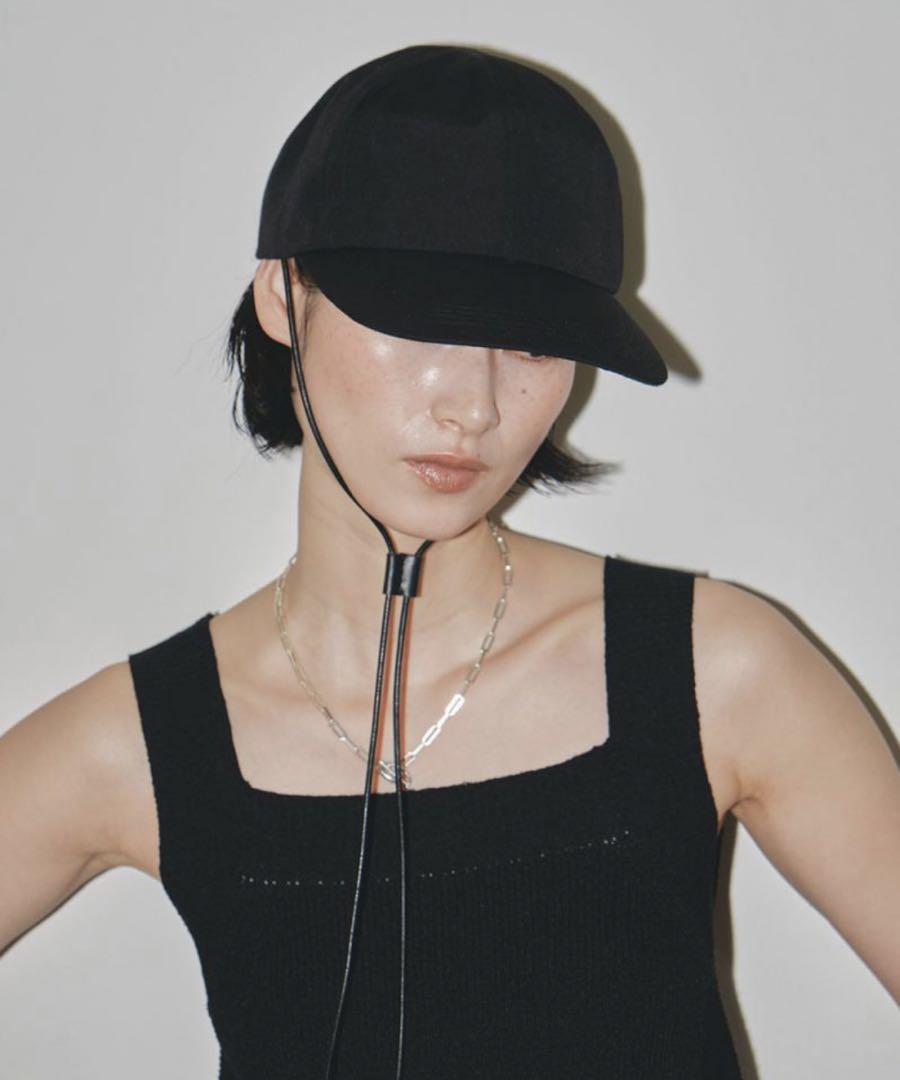 todayful Leather Cord Cap BLACK