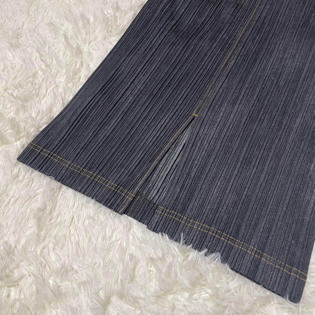 希少 PLEATS PLEASE プリーツプリーズ デニム転写スカート 希少 PLEATS PLEASE プリーツプリーズ デニム転写スカート 切替