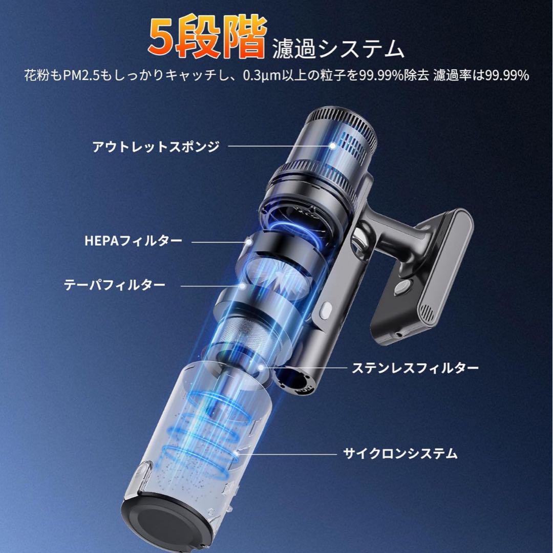 掃除機 コードレス 強力吸引 35000Pa サイクロン 伸縮型 水拭き