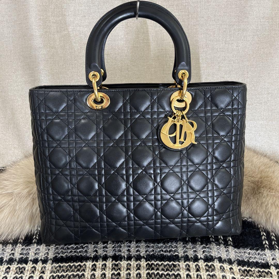 超美品★Christian Dior レディディオール　カナージュ　ハンドバッグ