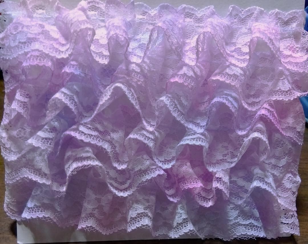 ゆめかわ♪手染めふりふりレース☆パステルピンク&水色&ラベンダー ゆめかわ♪手染めふりふりレース☆パステルピンク&水色&ラベンダー