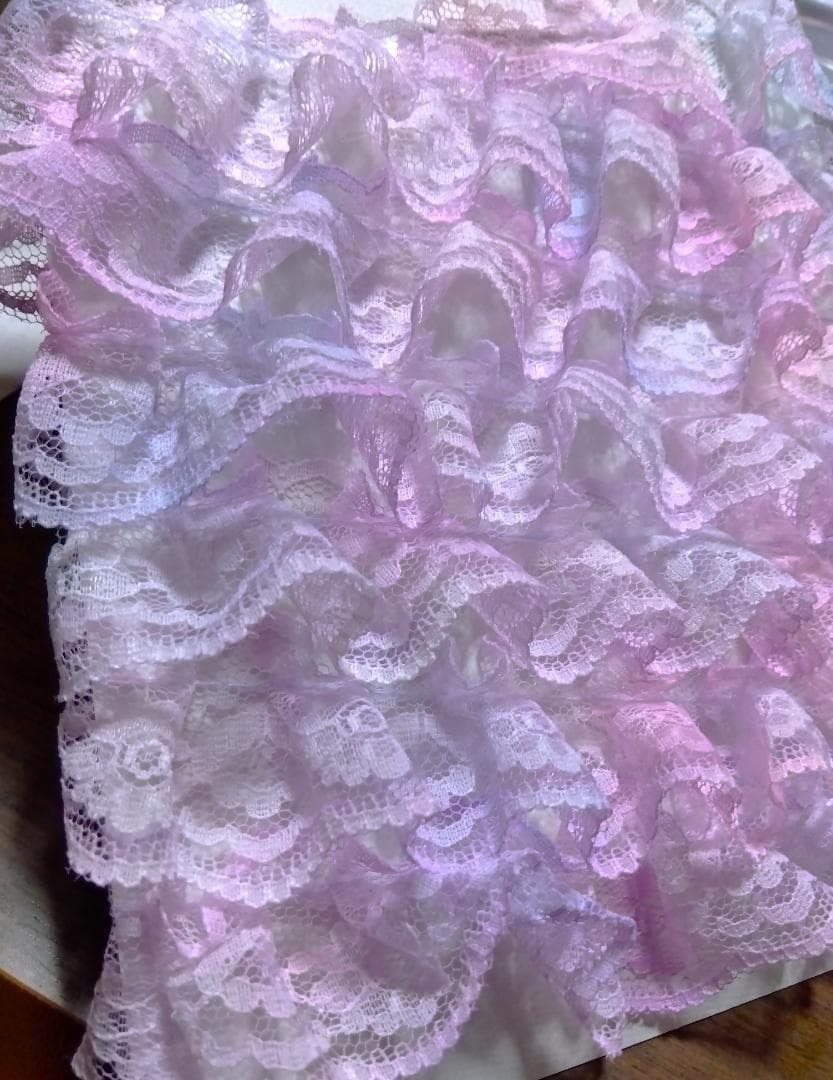 ゆめかわ♪手染めふりふりレース☆パステルピンク&水色&ラベンダー ゆめかわ♪手染めふりふりレース☆パステルピンク&水色&ラベンダー