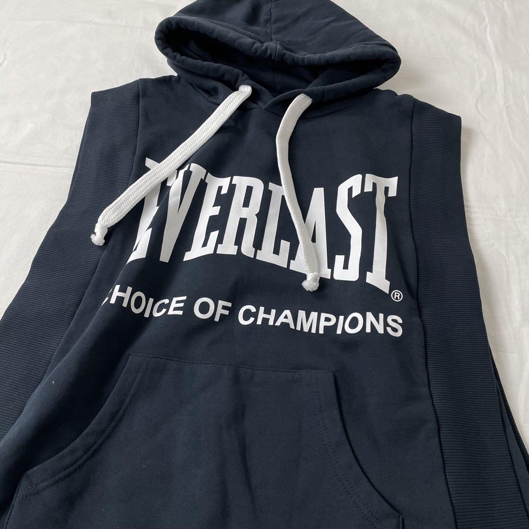 ZARA【EVERLAST コラボ ノースリーブパーカー S ネイビー