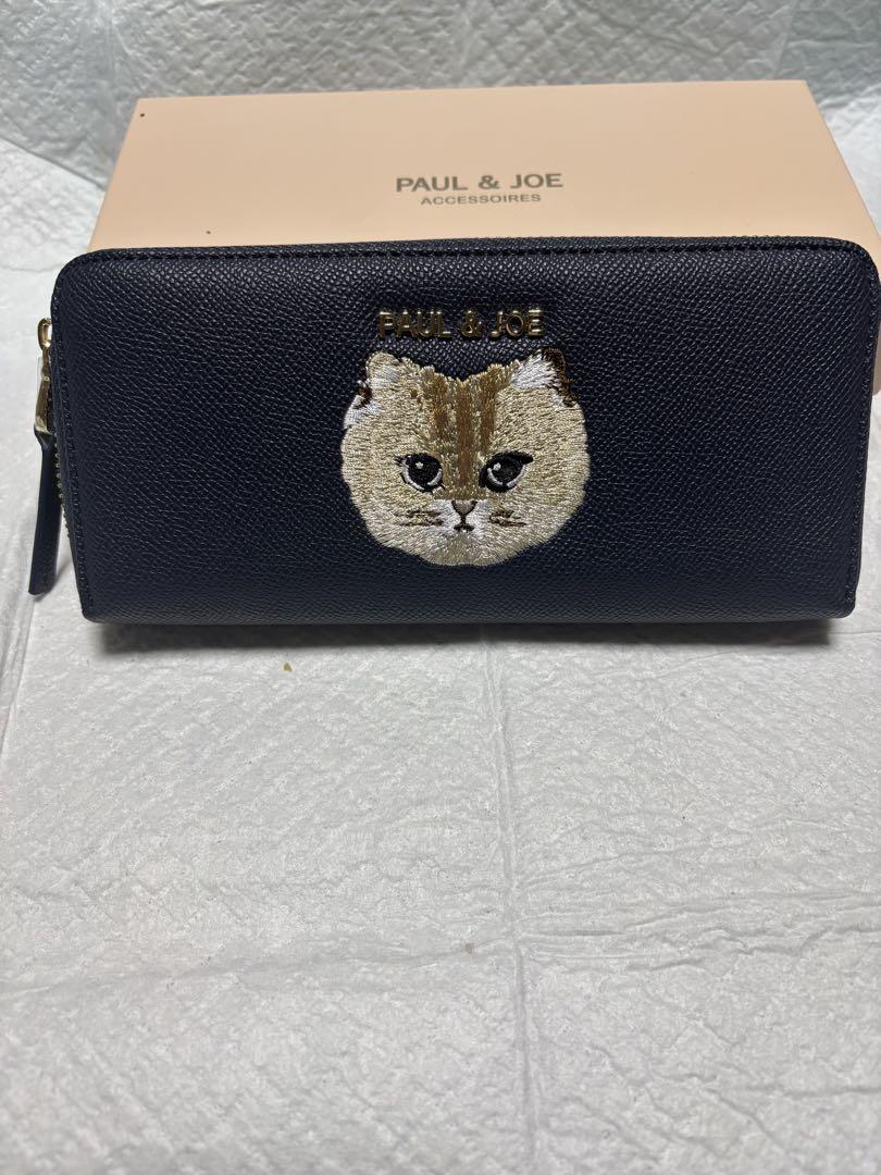 PAUL＆JOE キャット刺繍　長財布　ラウンドファスナー　人気のネイビー