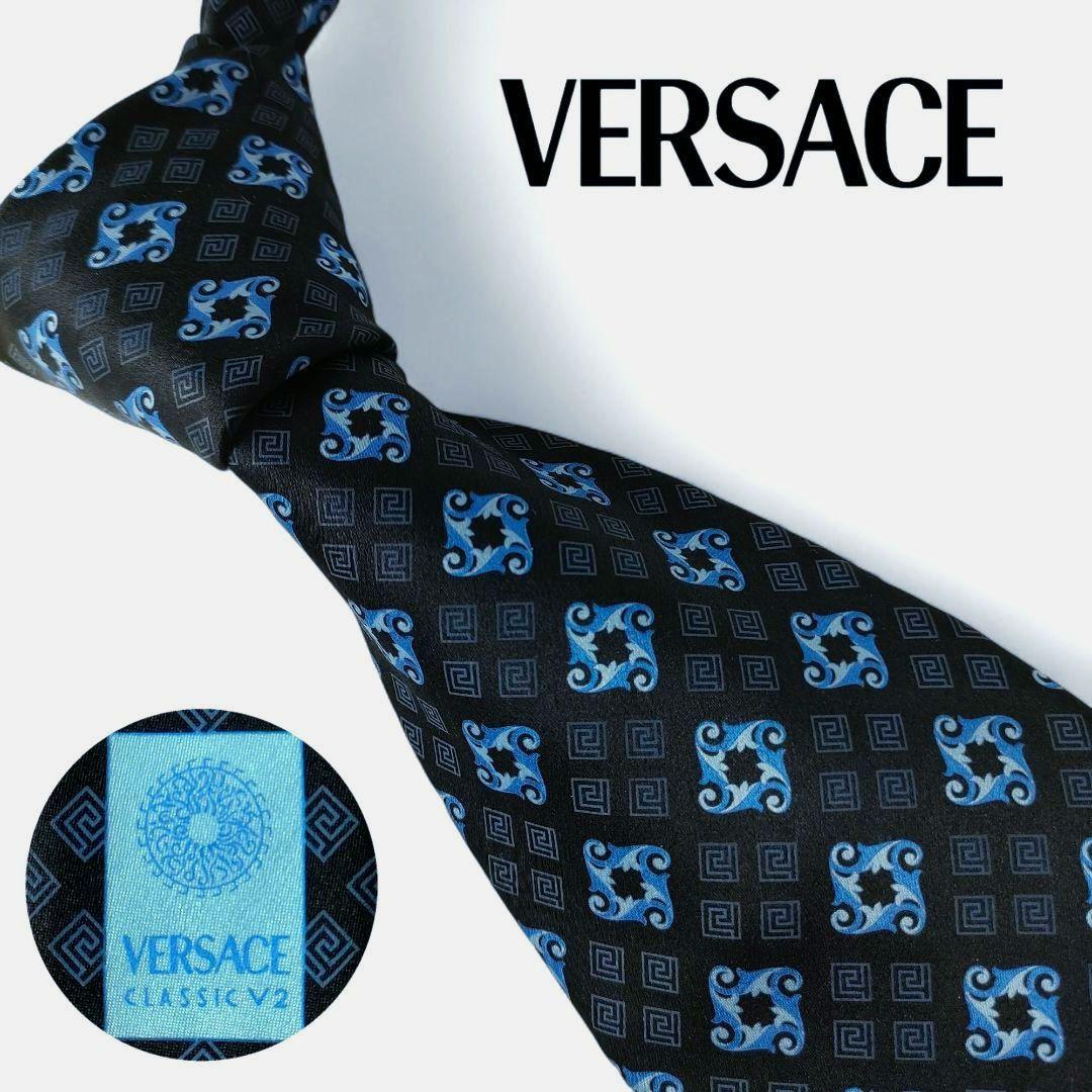 美品✨ VERSACE ヴェルサーチクラシック シルク グレカ総柄 ネクタイ