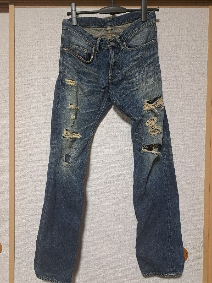 HYSTERIC GLAMOUR ダメージストレートデニムS・Hysteric Glamour