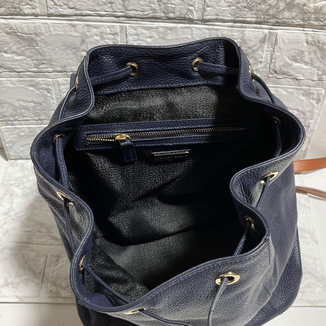 美品 BORBONESE ボルボネーゼ 牛革 リュック バックパック 紺