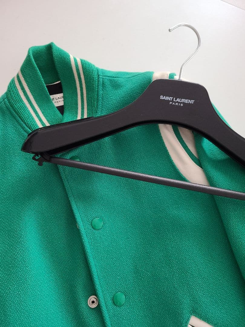 SAINT LAURENT サンローラン テディジャケット スタジャン グリーン