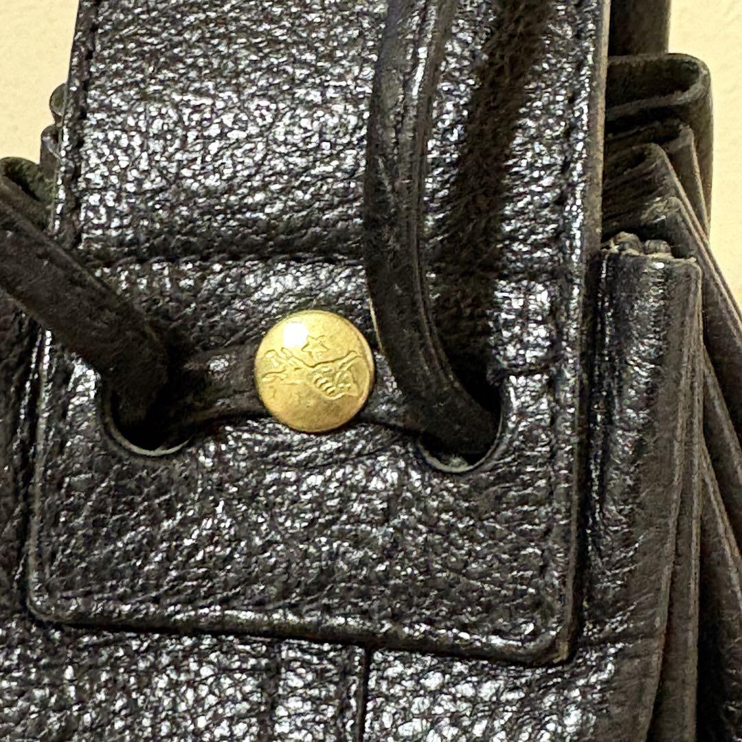 IL BISONTE レザー 巾着 サークル ショルダー バッグ ブラック