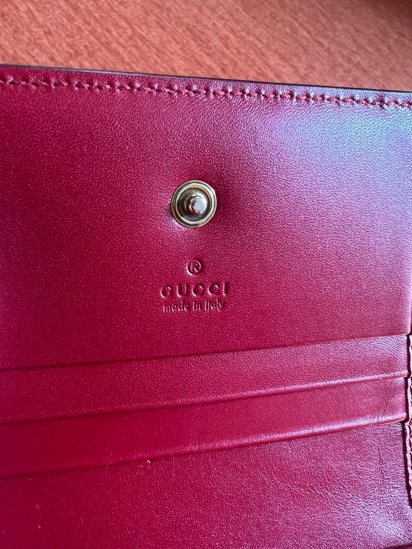 Gucci チェリー装飾 二つ折り財布 赤