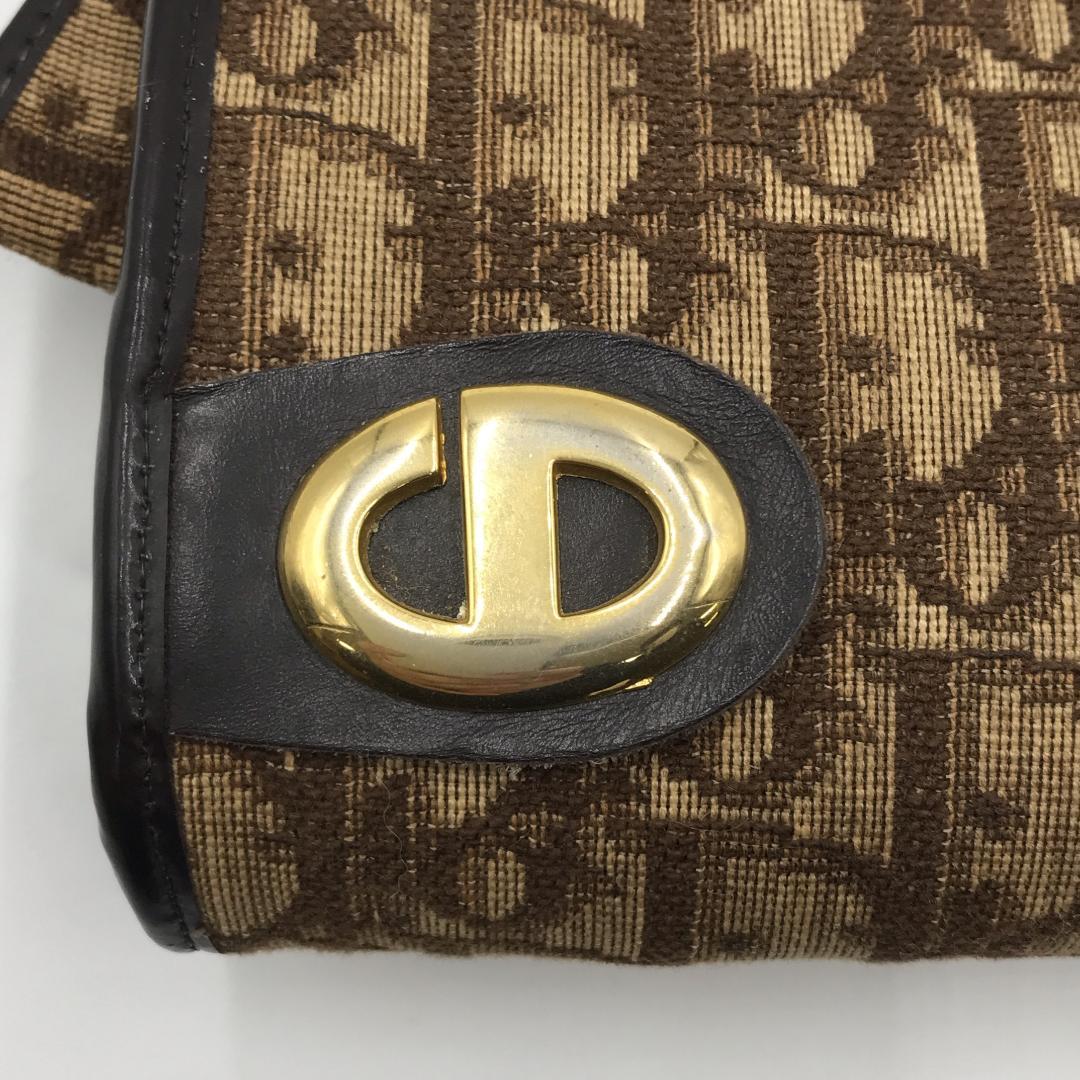 【ラッピング無料】 CHRISTIAN 極美品】 DIOR CDロゴ トロッター がま口 ポーチ バッグ