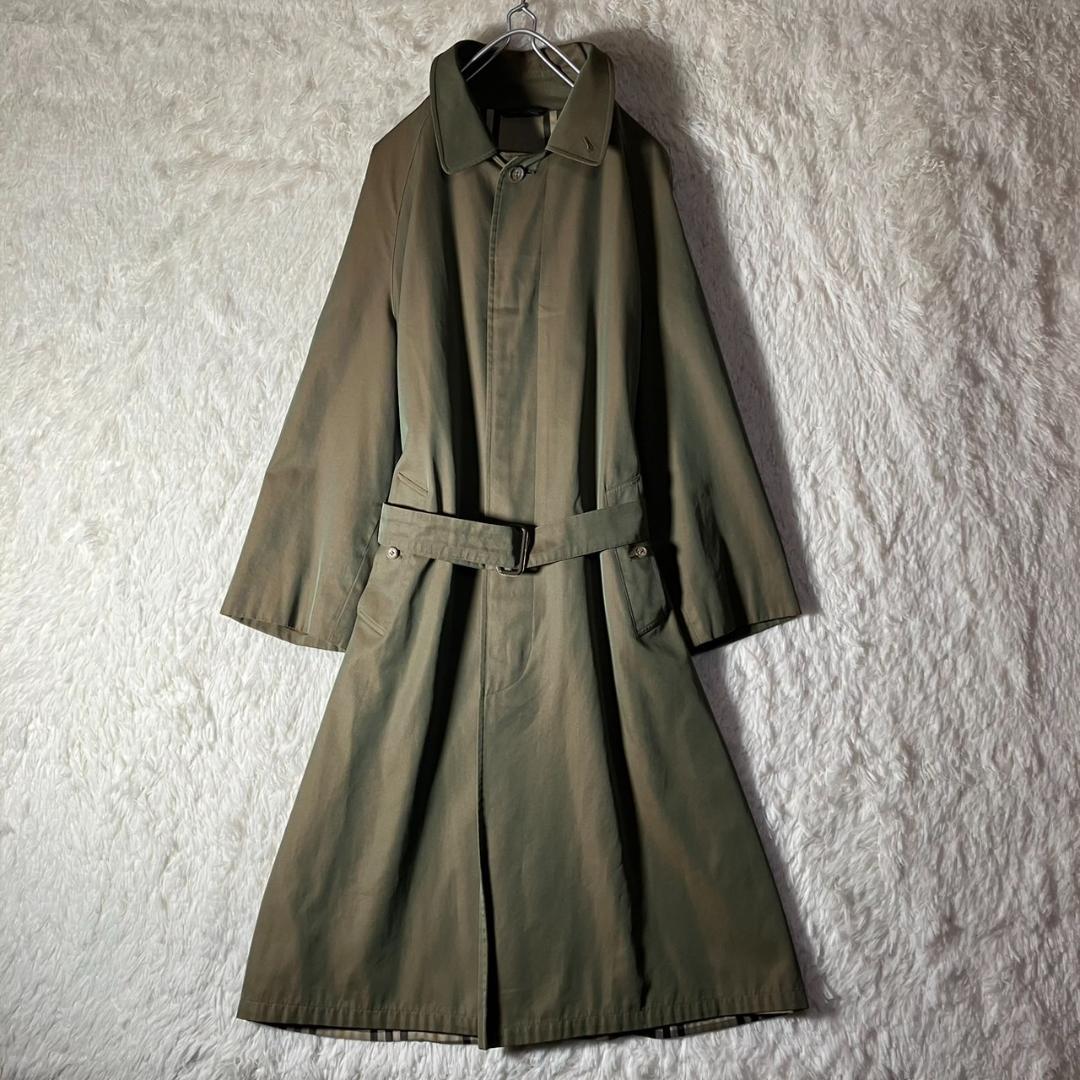 美品 90s イタリア製 JAEGER ステンカラーコート チェック XL相当