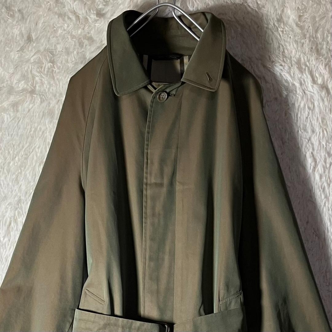 美品 90s イタリア製 JAEGER ステンカラーコート チェック XL相当