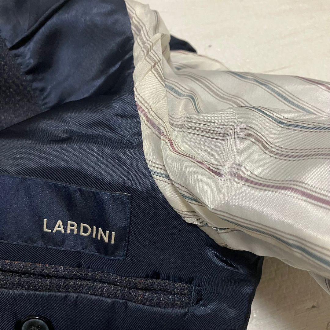 極美品　 LARDINI ネイビーチェック　ウール セットアップスーツ 50