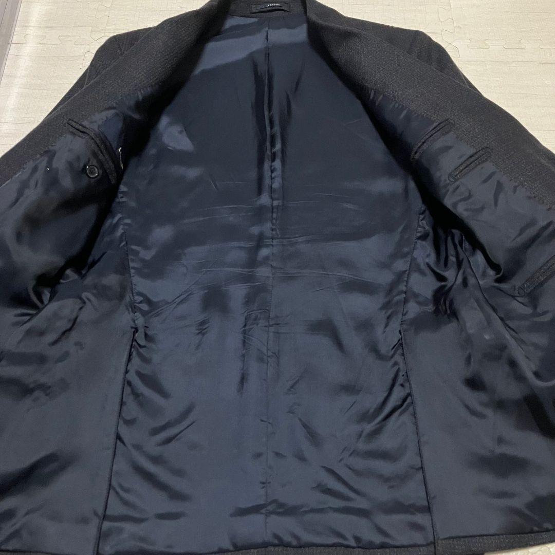 極美品　 LARDINI ネイビーチェック　ウール セットアップスーツ 50
