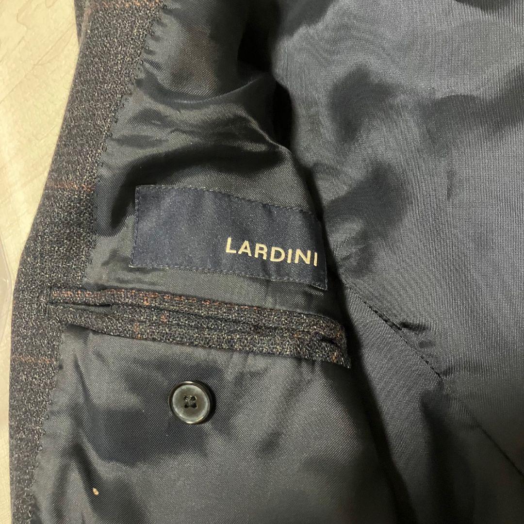 極美品　 LARDINI ネイビーチェック　ウール セットアップスーツ 50