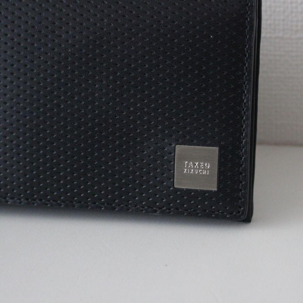 新品タケオキクチTAKEO KIKUCHI本革フラットメタル レザー牛革 長財布