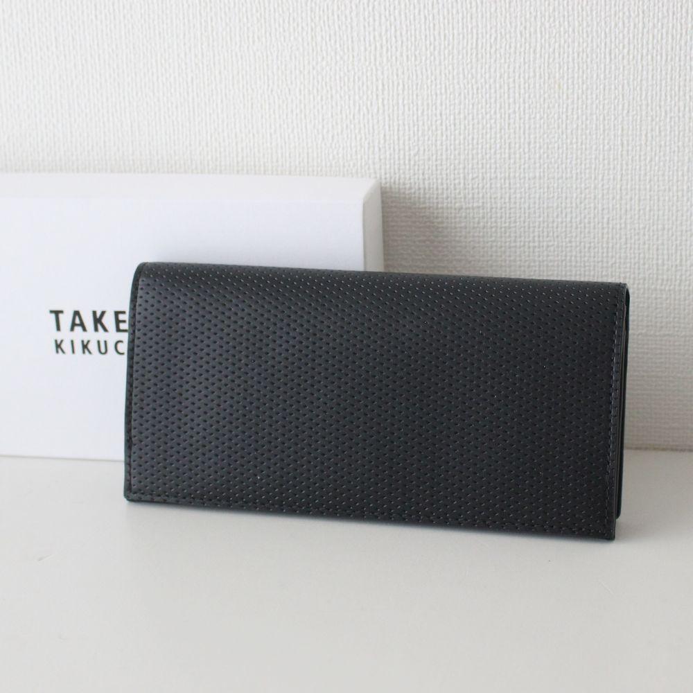 新品タケオキクチTAKEO KIKUCHI本革フラットメタル レザー牛革 長財布
