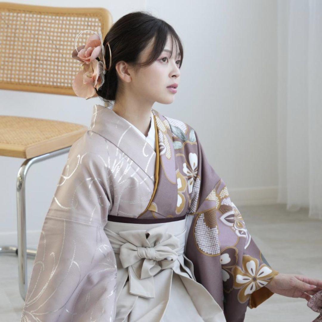 ◇ラスト1 新品【utatane】二尺袖(重ね襟縫い付け済み)＋袴2点