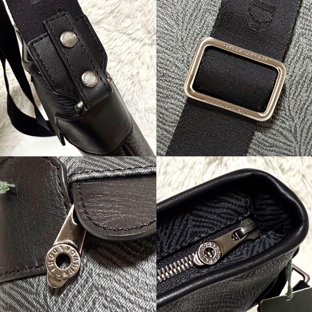 極美品 ハンティングワールド PVC レザー ゼブラ柄 ショルダーバッグ ロゴ 極美品 ハンティングワールド PVC レザー ゼブラ柄 ショルダーバッグ ロゴ