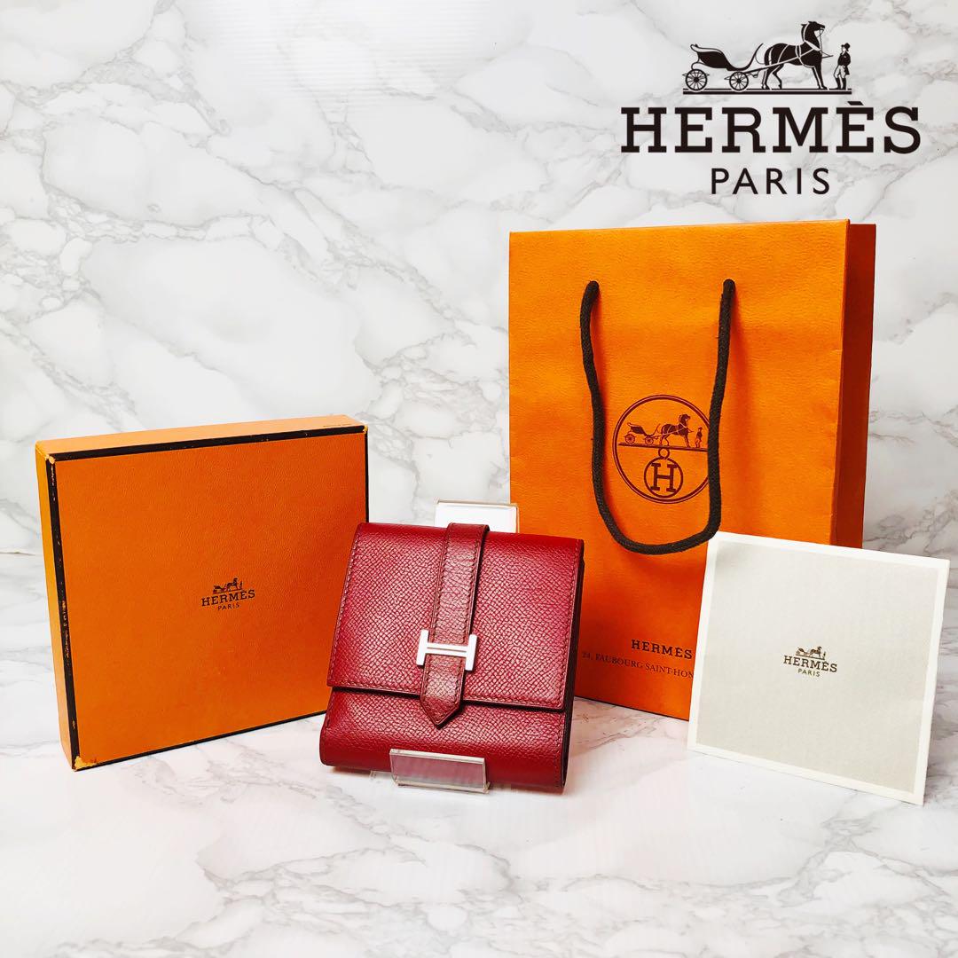 極美品 HERMES エルメス べアン 三つ折財布 財布