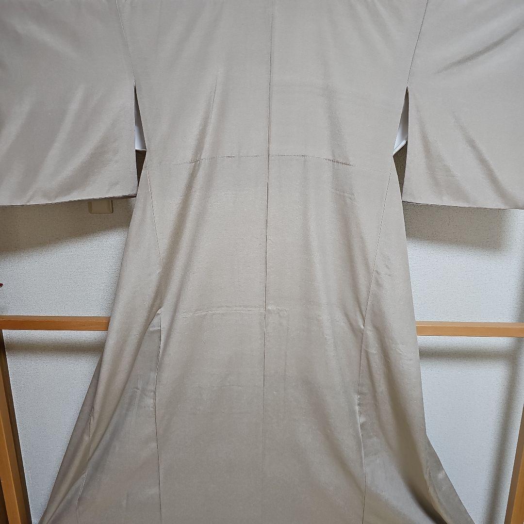 正絹紬色無地　茶鼠色　裄丈68cm 　身丈161cm