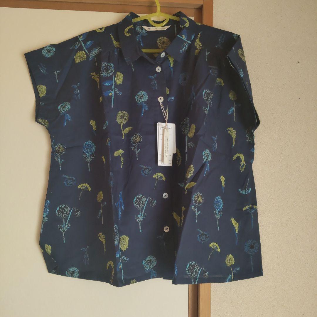 COTTONHOUSE　AYA 花柄 半袖シャツ ネイビー 新品未使用♡