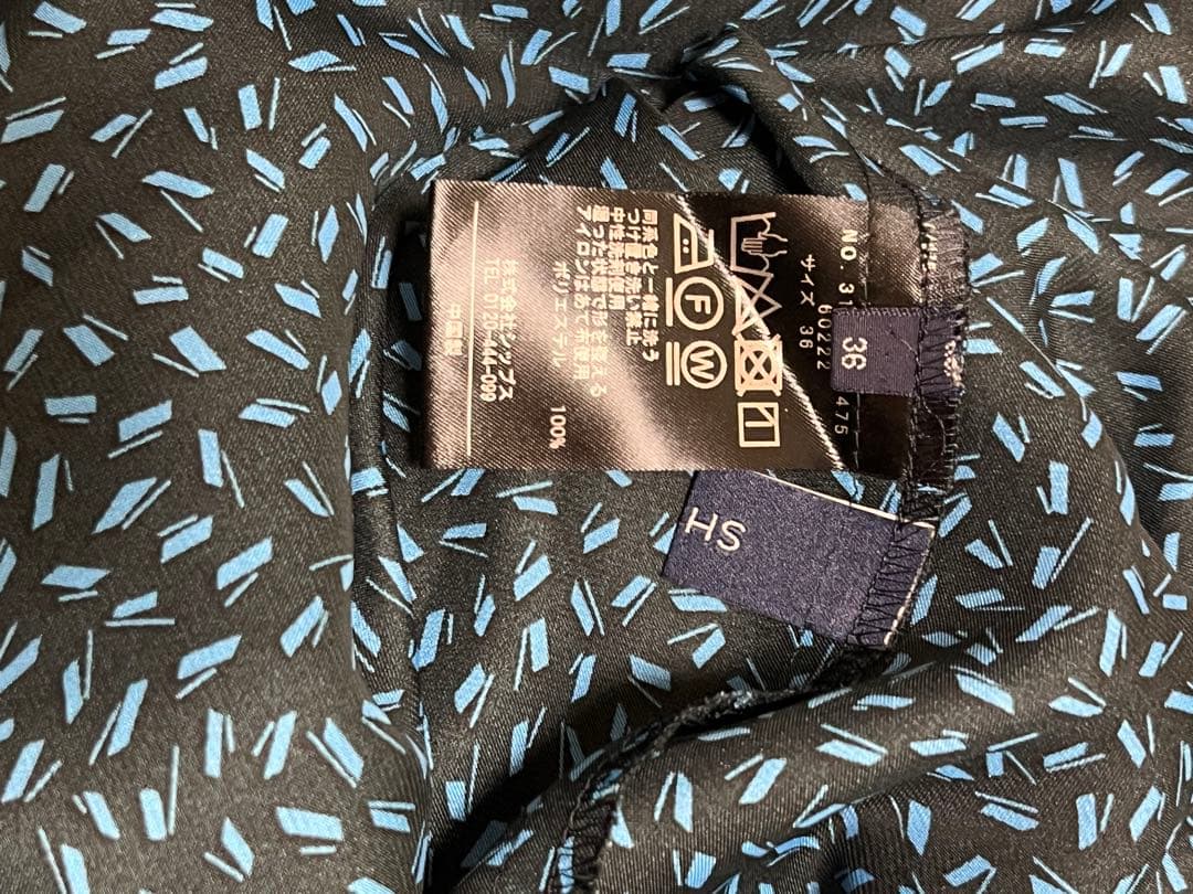 サテンプリントワンピース ロイヤルブルーS