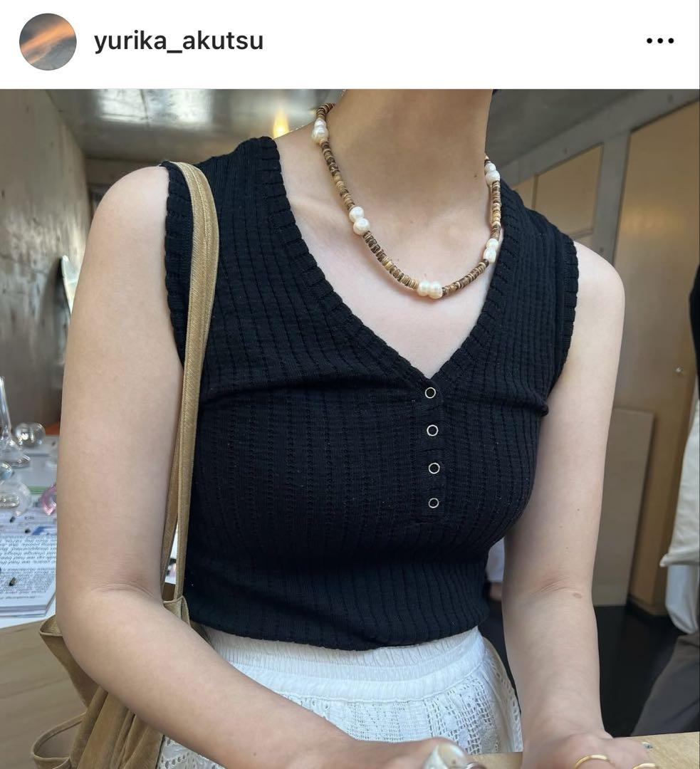 yurika akutsu パール　ネックレス　ウッドビーズ