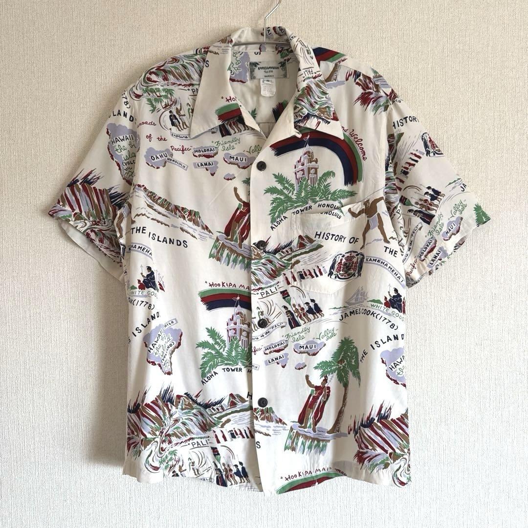 カメハメハ　レーヨンアロハシャツ　80s〜90s　USA製　Sサイズ　着用感L
