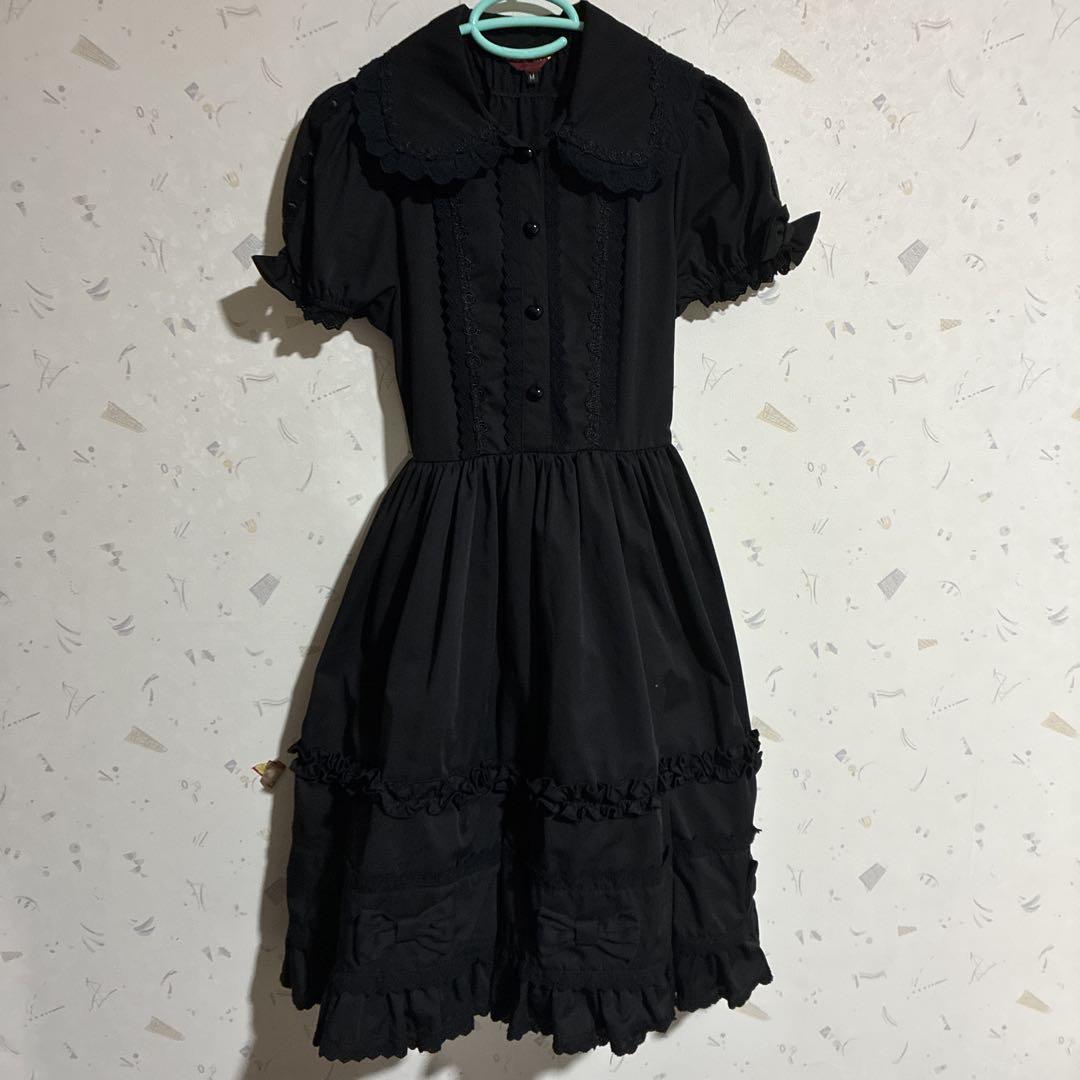 黒ロリータ　半袖　ワンピース　ロリィタ