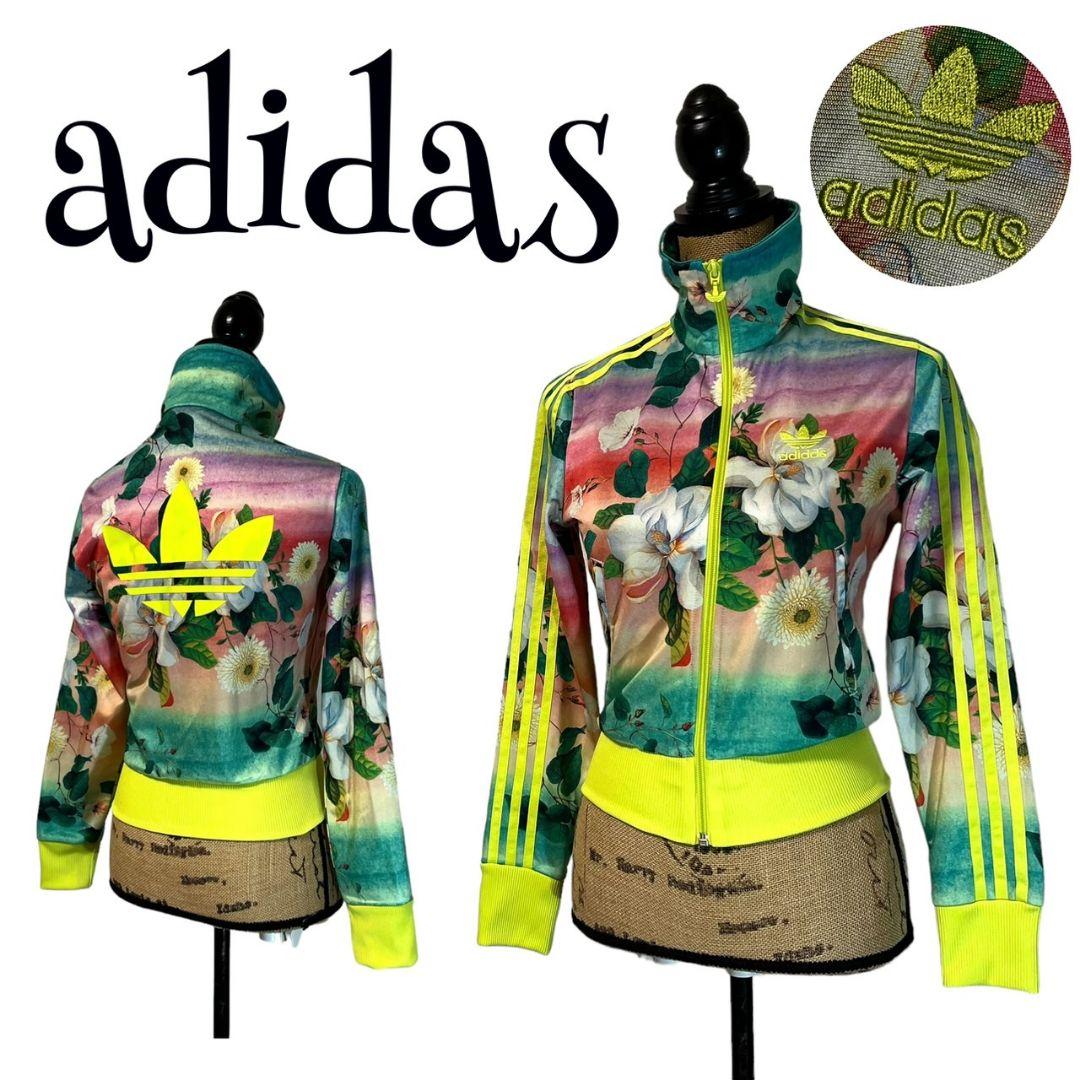【美品】【S】adidas♡アディダス 花柄 刺繍ロゴ ジャージ レディース