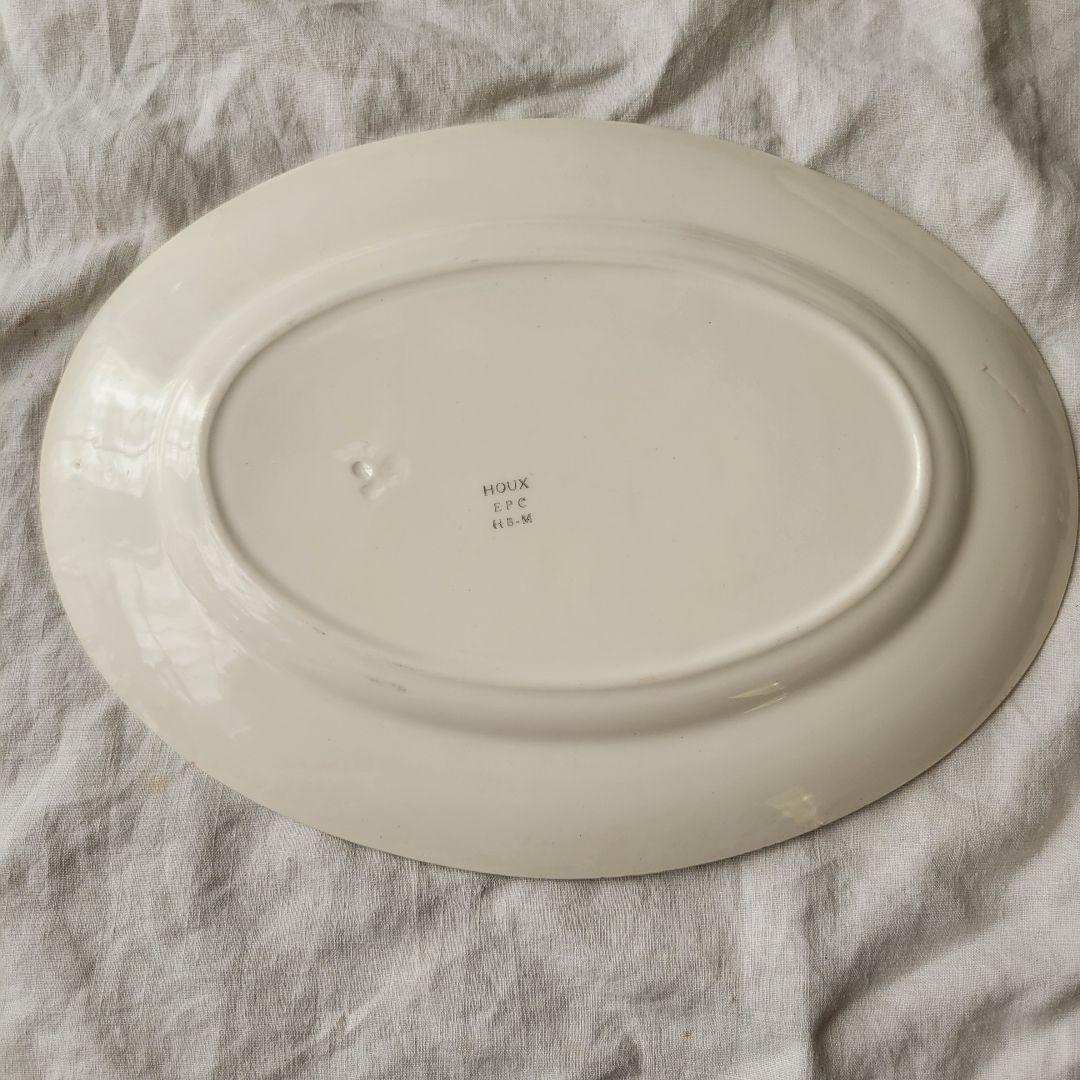フランス　アンティーク　オーバル皿　柊　HOUX