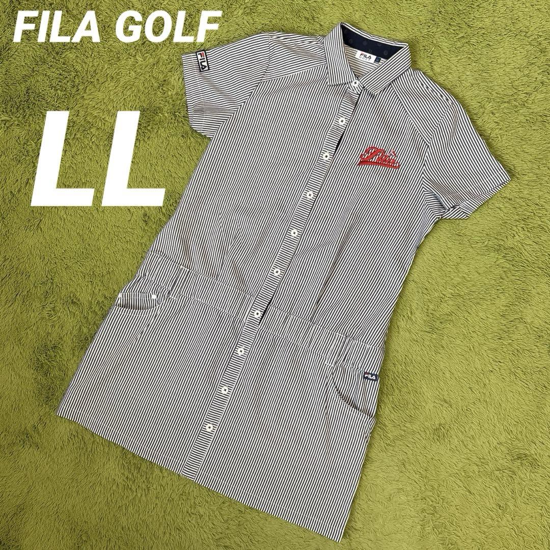 FILA GOLF フィラゴルフ　ウェア　シャツワンピース　ストライプ　ロゴ