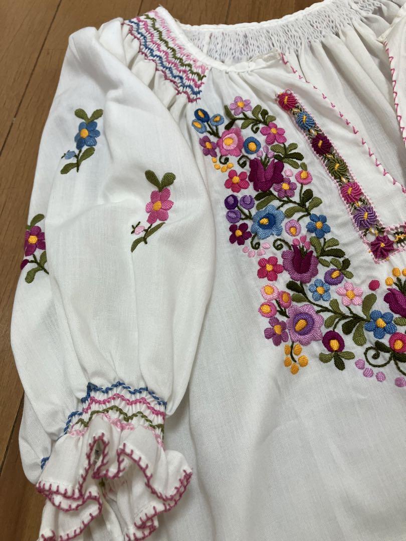 ハンガリー刺繍ブラウス フォークダンス衣装 カロチャ手刺繍