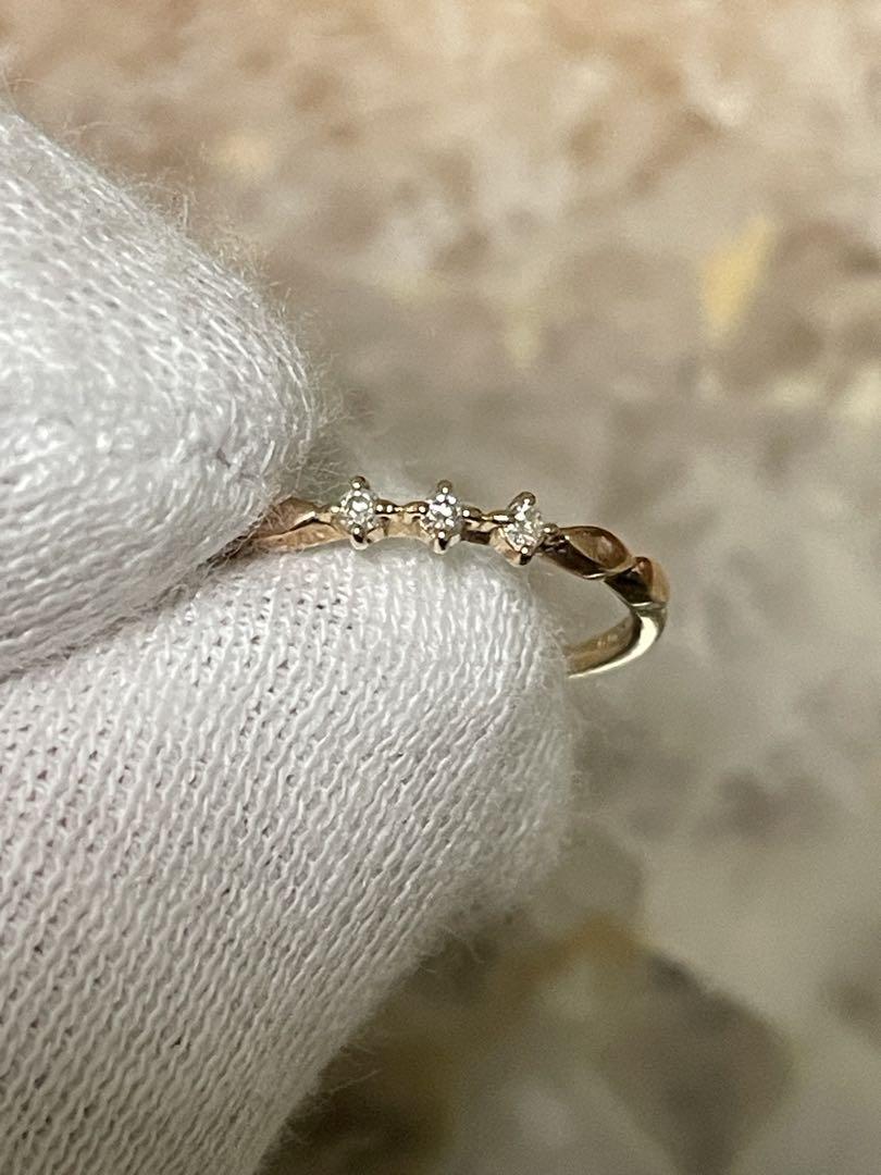 ete K10 YG レイヤード ダイヤモンド リング　5号 0.04ct
