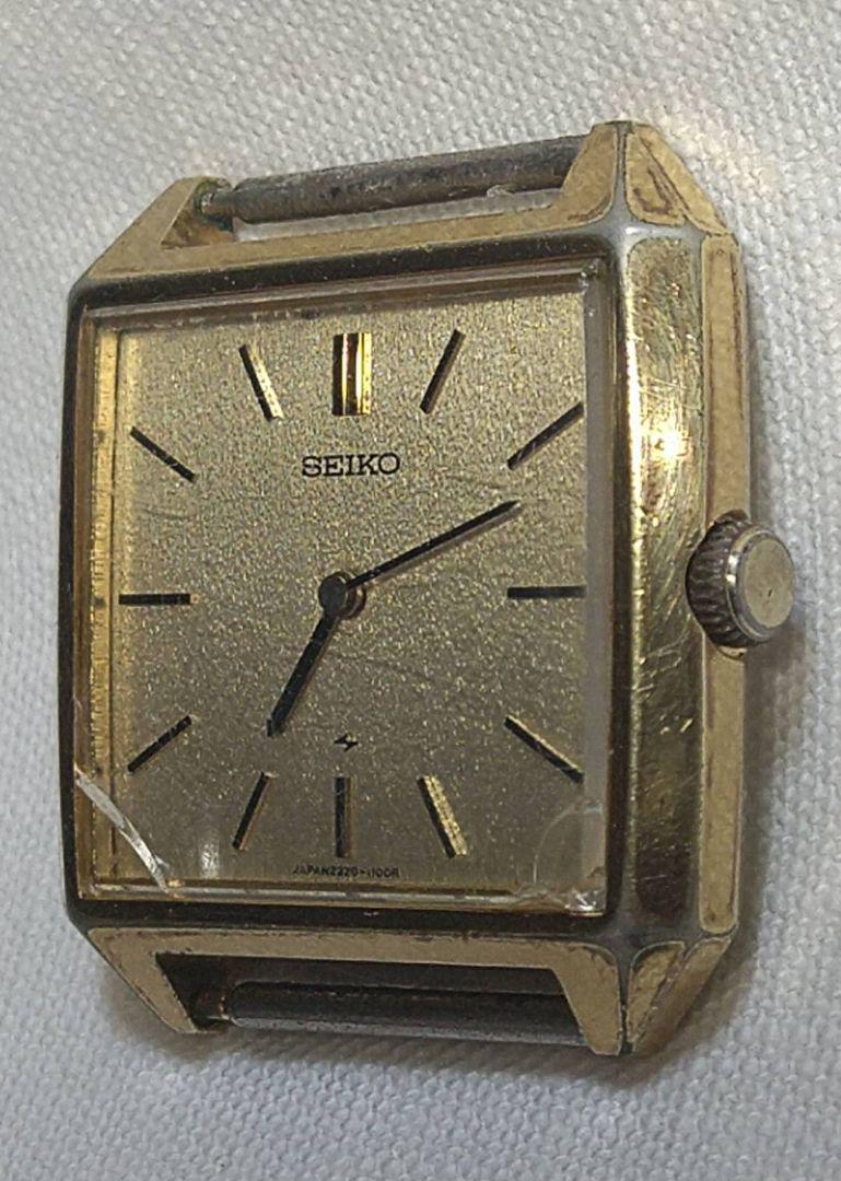 稼働品！SEIKO セイコー シャリオ ゴールケース スクエア 手巻角形腕時計！