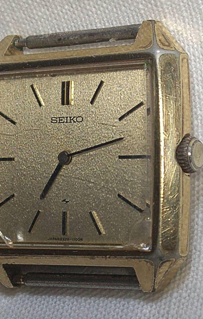 稼働品！SEIKO セイコー シャリオ ゴールケース スクエア 手巻角形腕時計！