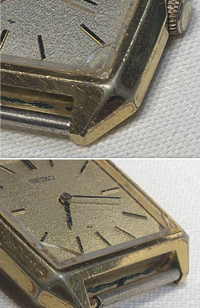 稼働品！SEIKO セイコー シャリオ ゴールケース スクエア 手巻角形腕時計！