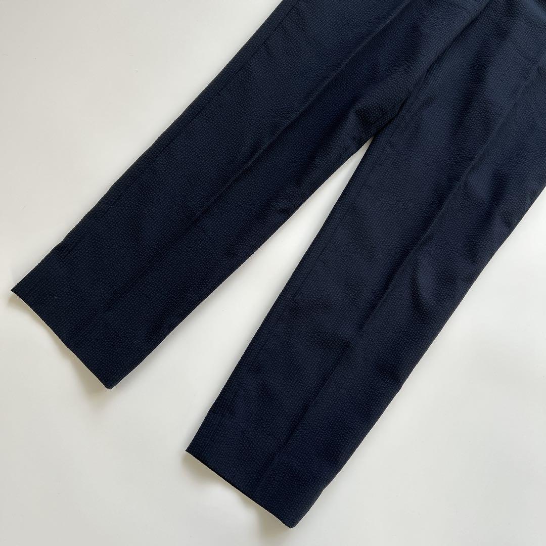 良品　ザスーツカンパニー　ノーカラージャケット　テーパードパンツ　シアサッカー